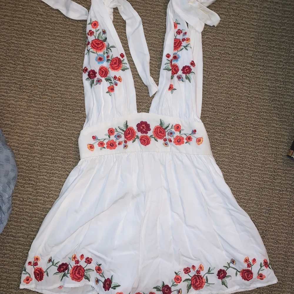 White Floral Romper